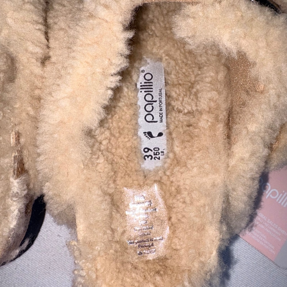 Papillio Birkenstock Arizona Big Buckle eu 39 Beige NEW Teddy Shearling platform - Picture 6 of 7